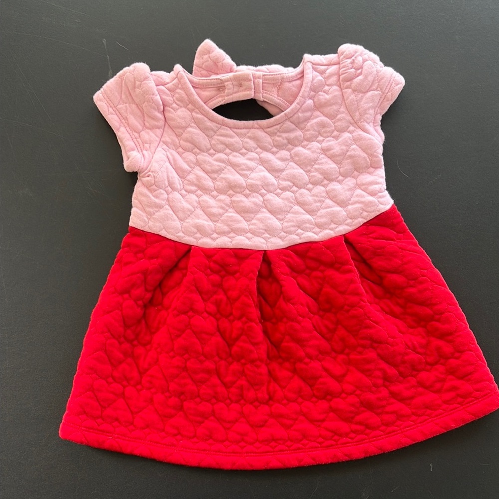 Janie & Jack Pink and Red heart Quilted Baby Dress